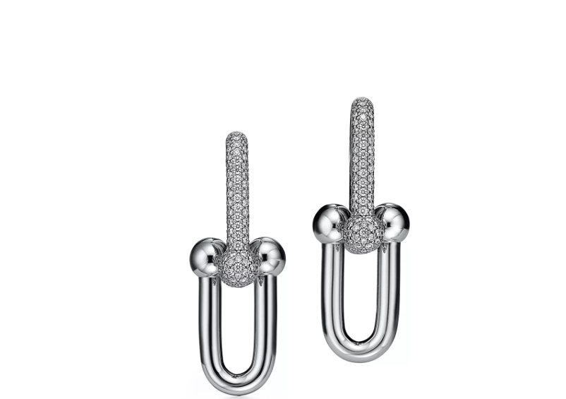 Tiffany HardWear Large Link Earrings in White Gold