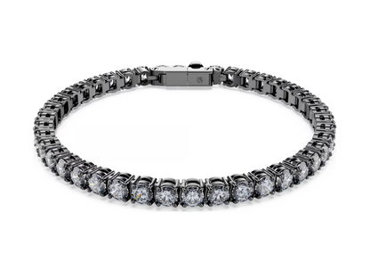 SWAROVSKI Matrix Tennis bracelet Round cut Gray Ruthenium plated