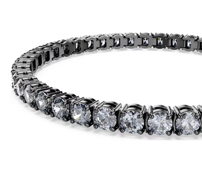 SWAROVSKI Matrix Tennis bracelet Round cut Gray Ruthenium plated