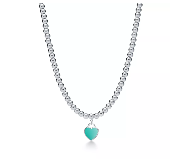 Tiffany & Co. Sterling Silver Return to Tiffany Mini blue Heart Tag 4MM Bead