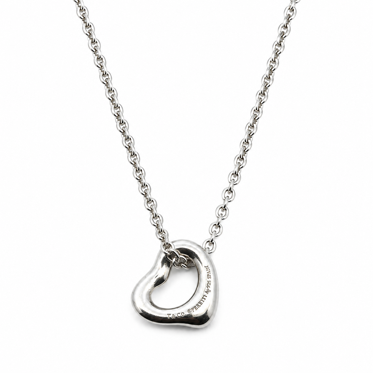 Tiffany & Co Elsa Peretti 7mm Sterling Silver Heart Pendant Necklace -