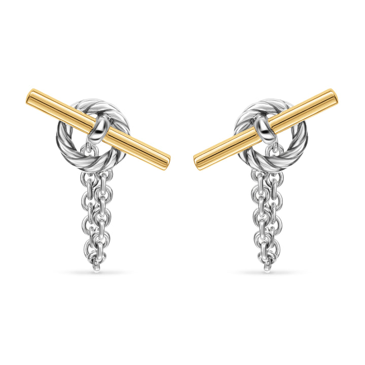DY Mercer® Bold Toggle Chain Stud Earrings in Sterling Silver 50.4mm