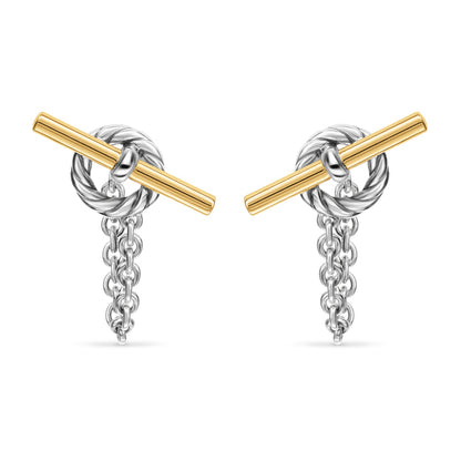 DY Mercer® Bold Toggle Chain Stud Earrings in Sterling Silver 50.4mm