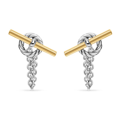 DY Mercer® Bold Toggle Chain Stud Earrings in Sterling Silver 50.4mm