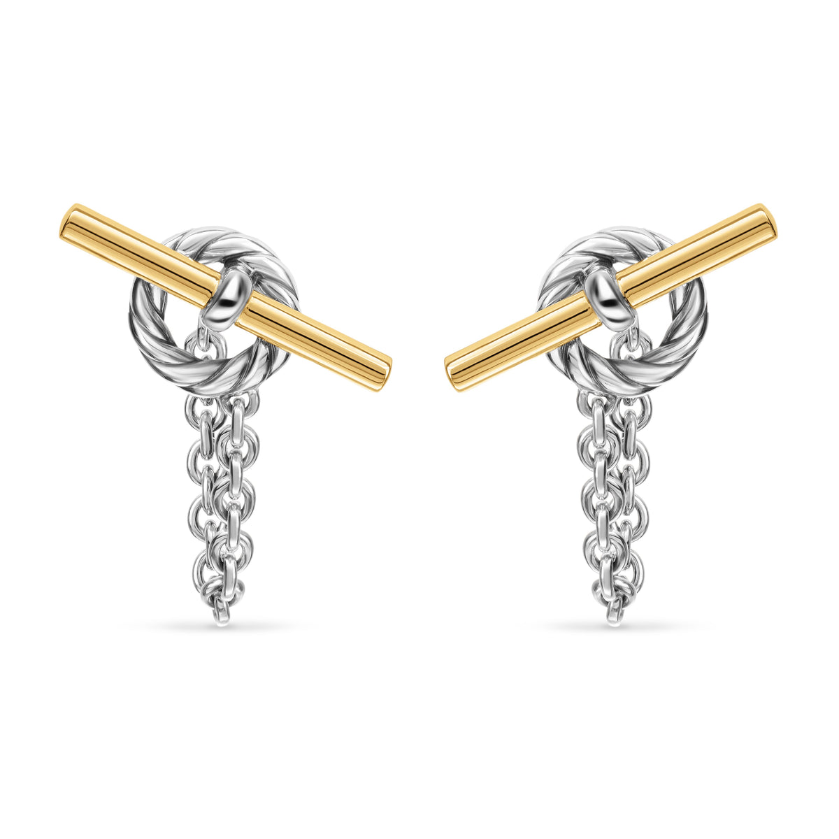 DY Mercer® Bold Toggle Chain Stud Earrings in Sterling Silver 50.4mm