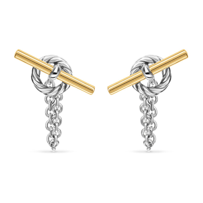 DY Mercer® Bold Toggle Chain Stud Earrings in Sterling Silver 50.4mm