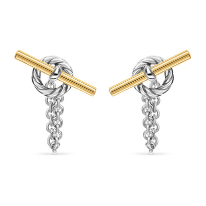 DY Mercer® Bold Toggle Chain Stud Earrings in Sterling Silver 50.4mm