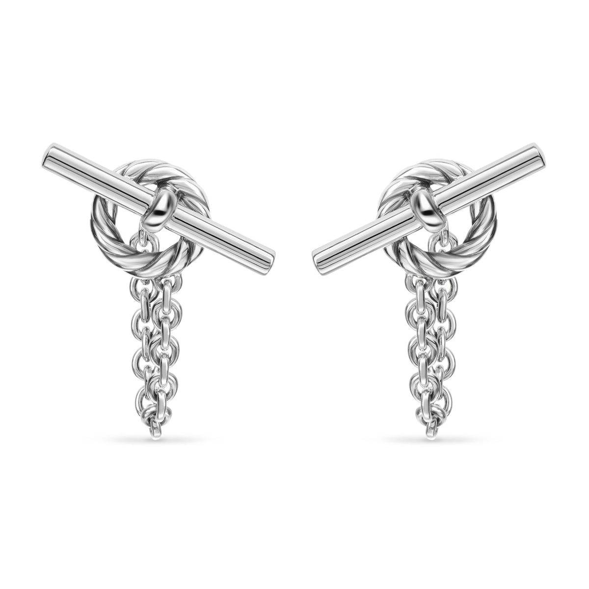 DY Mercer® Bold Toggle Chain Stud Earrings in Sterling Silver, 50.4mm