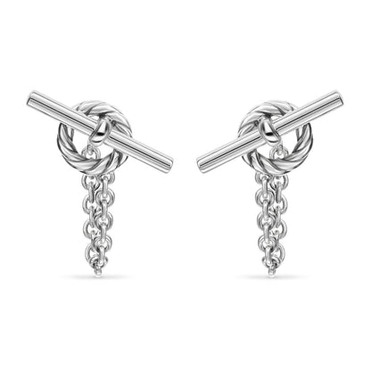 DY Mercer® Bold Toggle Chain Stud Earrings in Sterling Silver, 50.4mm
