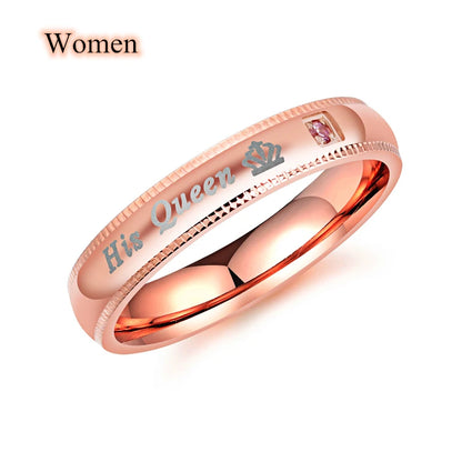 Fashion Couple Rings Her King His Queen Statement Ring Romantic Zircon Crown Ring Anniversary Wedding Band Jewelry Gifts