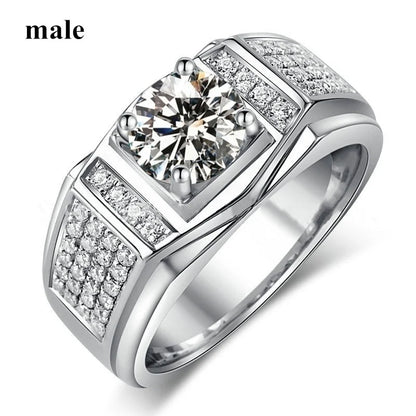Trendy Rings Women's Heart White Crystal Rhinestones Rings Set Men's CZ Stainless Steel Ring Wedding Engagement Jewelry