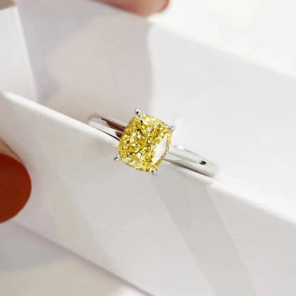 Luomansi 1.25CT Yellow High Carbon Diamond Silver Ring 100%-S925 Silver Wedding Party Fine Jewelry Wholesale