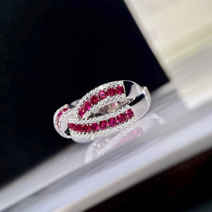 Natural Ruby Bow Gemstone Ring S925 Sterling Silver Romantic Woman Anniversary Party High Jewelry
