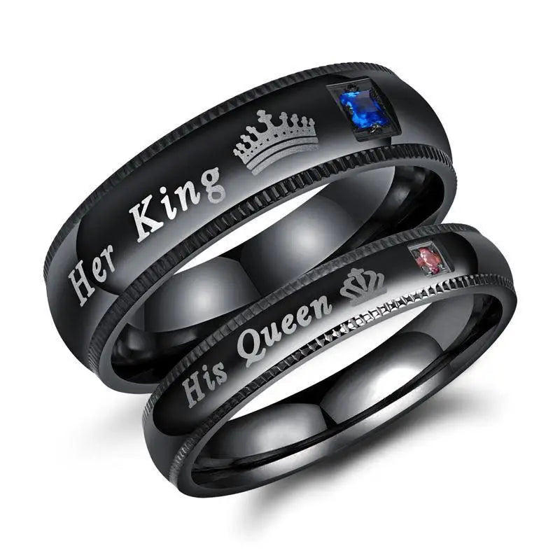 Rings Her King His Queen Statement Rings Fashion AAA Zircon Crown Ring Romantic Anniversary Wedding Band Ring