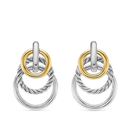 DY Mercer® Triple Ring Drop Earrings in Sterling Silver 35.6mm