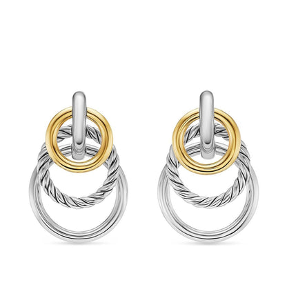 DY Mercer® Triple Ring Drop Earrings in Sterling Silver 35.6mm