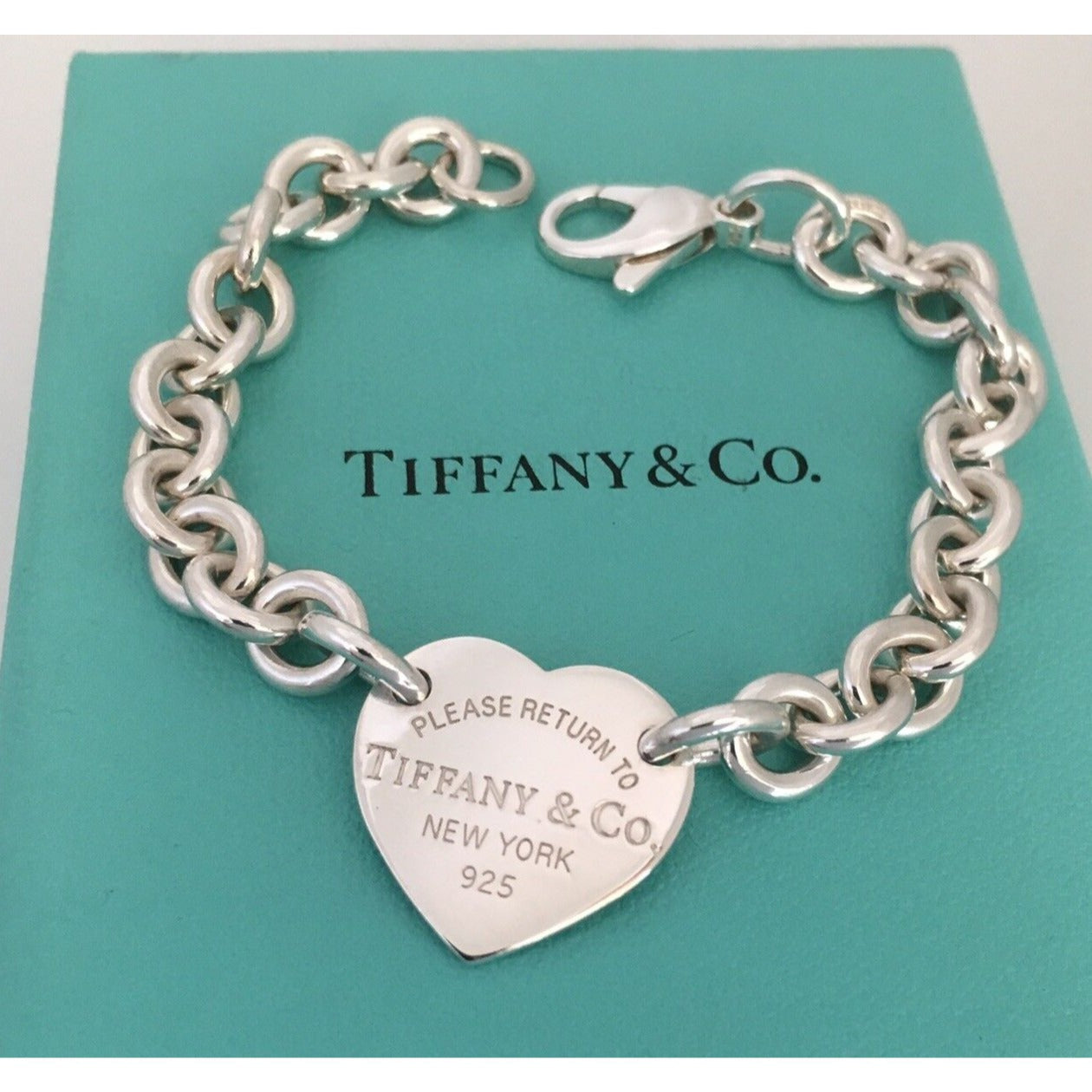 7.5" Medium Please Return To Tiffany Heart Charm Bracelet in Silver