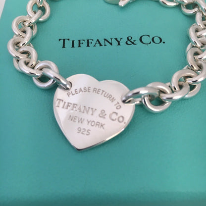 7.5" Medium Please Return To Tiffany Heart Charm Bracelet in Silver
