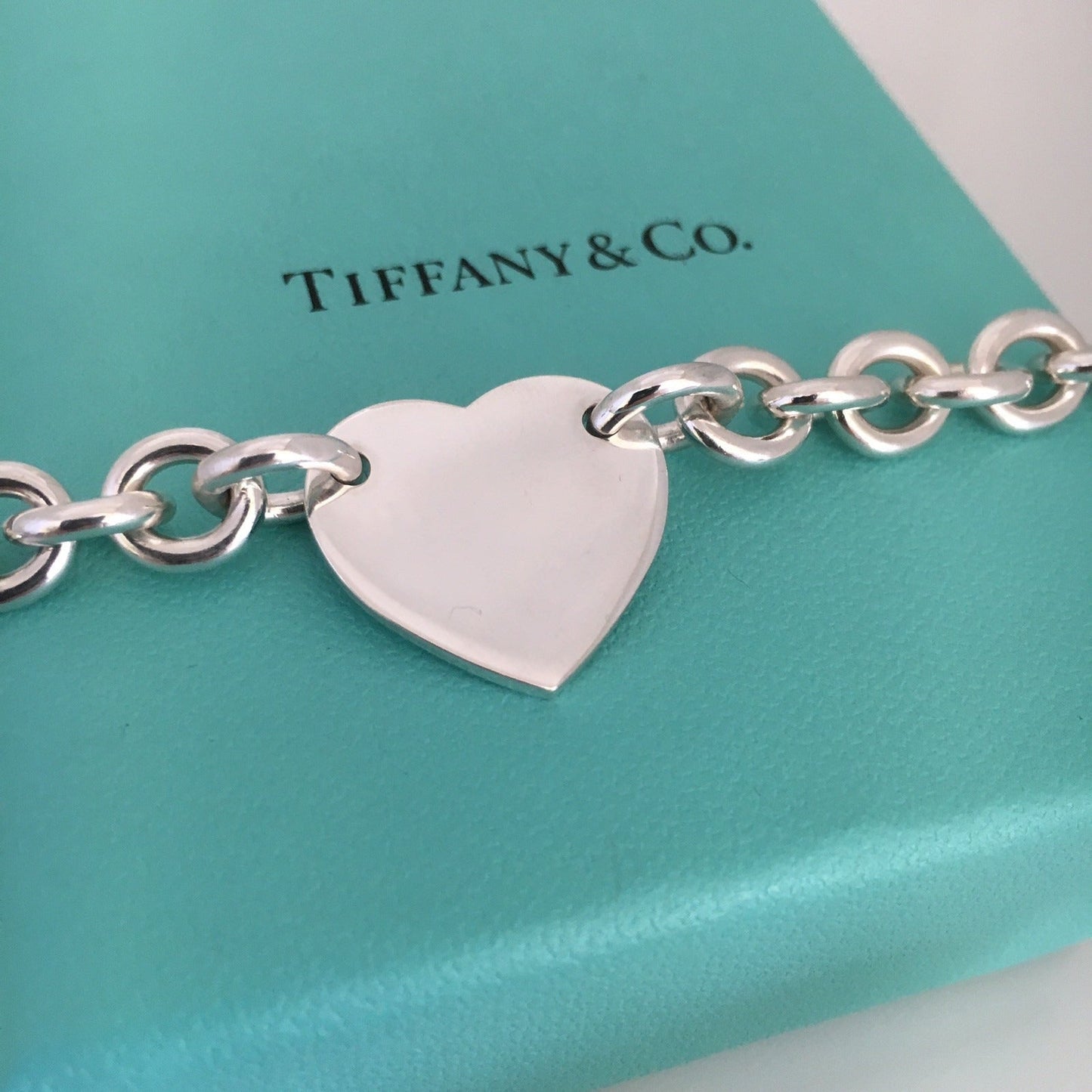 7.5" Medium Please Return To Tiffany Heart Charm Bracelet in Silver