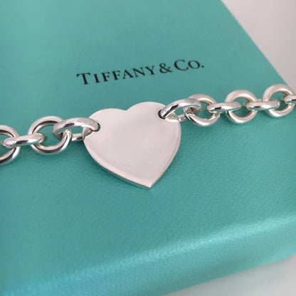 7.5" Medium Please Return To Tiffany Heart Charm Bracelet in Silver