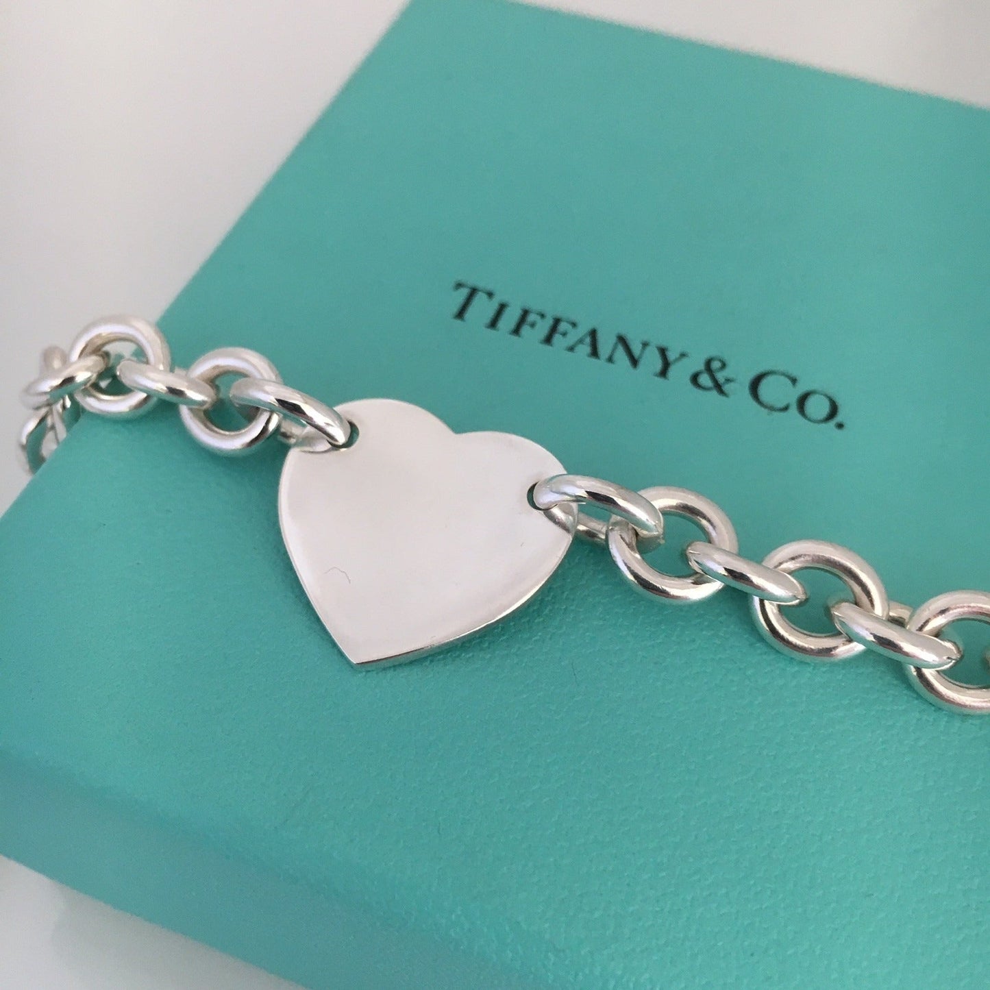 7.5" Medium Please Return To Tiffany Heart Charm Bracelet in Silver