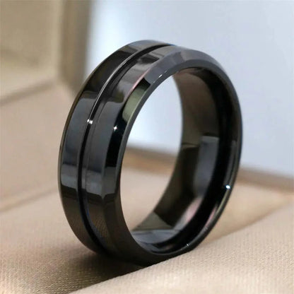 Couple Rings Romantic Women Black Rhinestones CZ Rings Set Trendy Men Stainless Steel Ring Wedding Band Jewelry Gifts