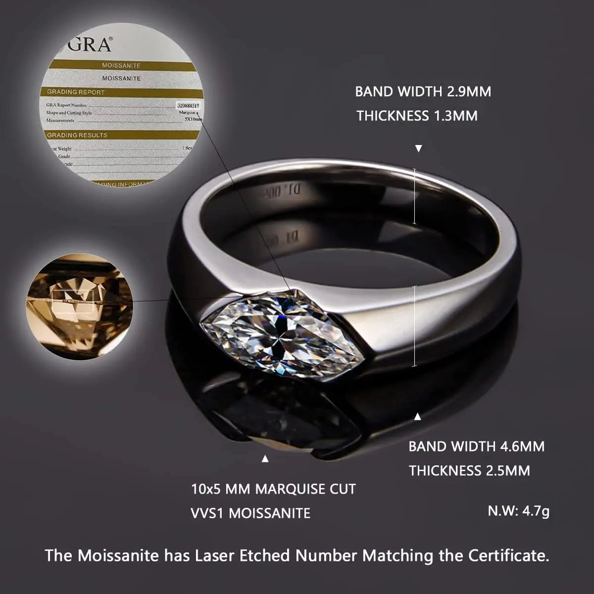 Olive Moissanite Wedding Ring Women with Certificate 1ct 5x8MM Laboratory Diamond Rings Jewelry 18K Gold Plated S925 Silver