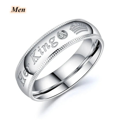 Couple Rings Her King His Queen Statement Rings Zircon Crown Ring Romantic Anniversary Wedding Band Ring