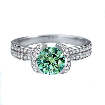 1 Carat Green Moissanite Ring Women VVS 6.5MM Pass Diamond Test 100% - S925 Silver Jewelry Party Gift