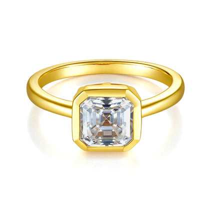 2.0ct Moissanite Wedding Ring for Women 7x7MM Laboratory Crafted Diamond S925 Silver Plated Gold Jewelry with Certificate