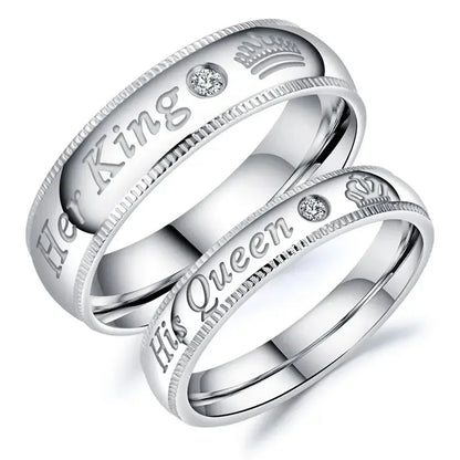 Couple Rings Her King His Queen Statement Rings Zircon Crown Ring Romantic Anniversary Wedding Band Ring
