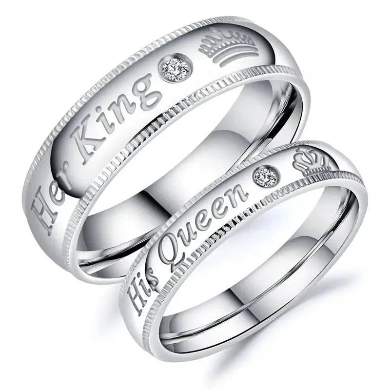 Couple Rings Her King His Queen Statement Rings Zircon Crown Ring Romantic Anniversary Wedding Band Ring