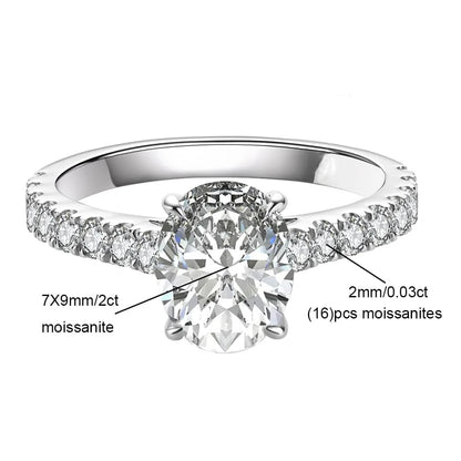 Super Flash 1-3ct Oval Moissanite Women Ring Laboratory Diamond Wedding Ring Jewelry 18K Gold Plated S925 Silver Certificate