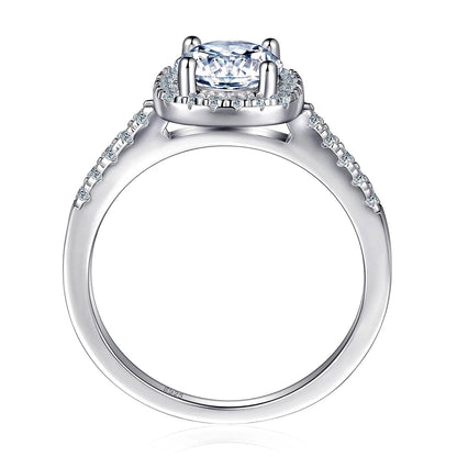 Luxury 100% 1-2ct Color Moissanite Ring with Certificate Passed Diamond Test S925 Silver Ring Women Jewelry Gift