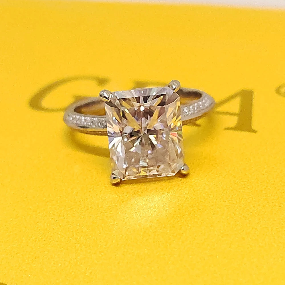 Super Flash 9x11MM Moissanite Ring 5ct Radiation Laboratory Diamond Wedding Engagement Rings S925 Silver Jewelry Certificate