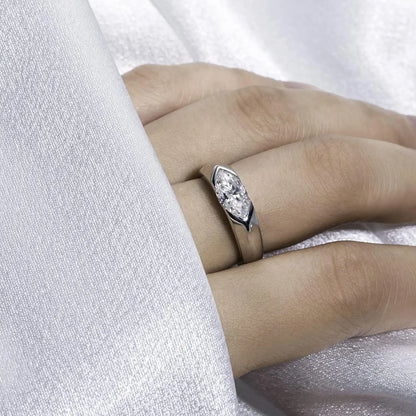 Olive Moissanite Wedding Ring Women with Certificate 1ct 5x8MM Laboratory Diamond Rings Jewelry 18K Gold Plated S925 Silver