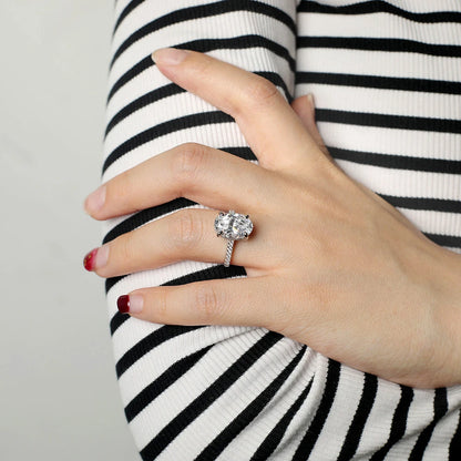 100% Genuine 6ct Oval Moissanite Ring Women with Certificate Laboratory Diamond Ring Ring Jewelry Anniversary Gift