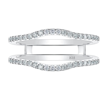 925 Sterling Silver Adjustable Guard Enhancer Curved Ring AAAAA Cubic Zircon Stack Wrap for Women Engagement Fine Jewelry