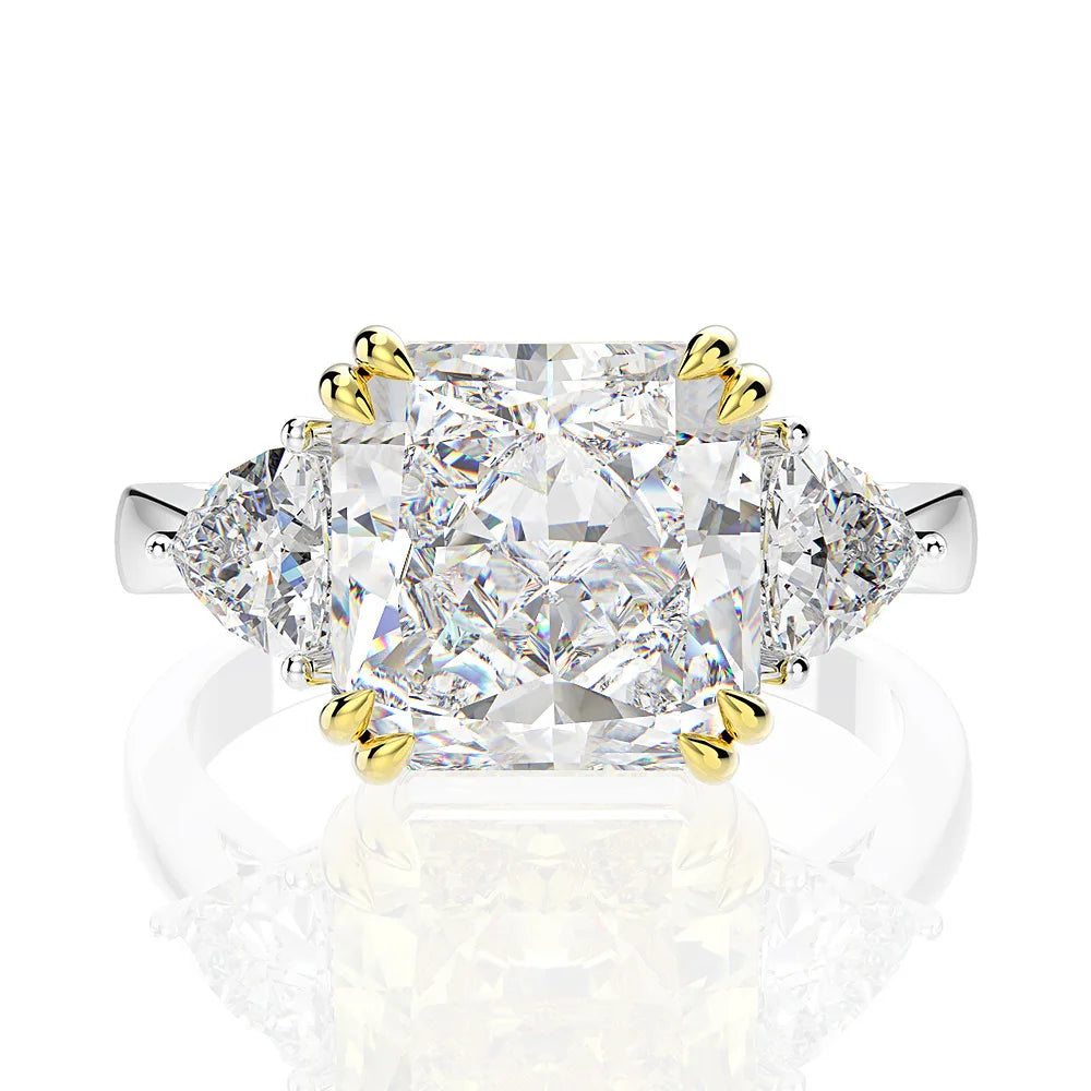 10*10MM Crushed Ice High Carbon Diamond Ring 100%-S925 Silver Ladies Jewelry Wedding Party Crystal Gift