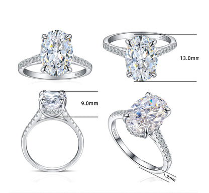 100% Genuine 6ct Oval Moissanite Ring Women with Certificate Laboratory Diamond Ring Ring Jewelry Anniversary Gift