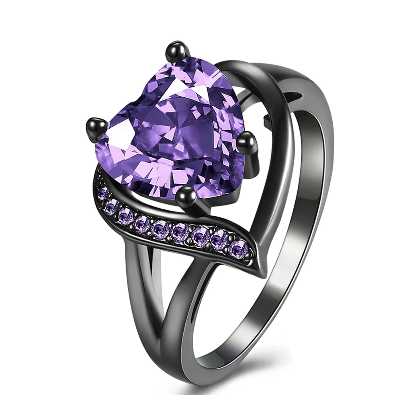 Romantic Couple Rings  Women Heart Green Rhinestones Zircon Ring Men Stainless Steel Abalone Shell Ring Wedding Jewelry