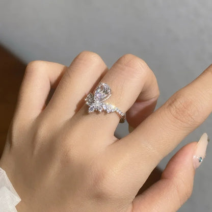 Luxury 1.5ct Water Drop Moissanite Ring wit Certificate Laboratory Diamond Rings Women Wedding Jewelry 18K Gold Plated S925 Si