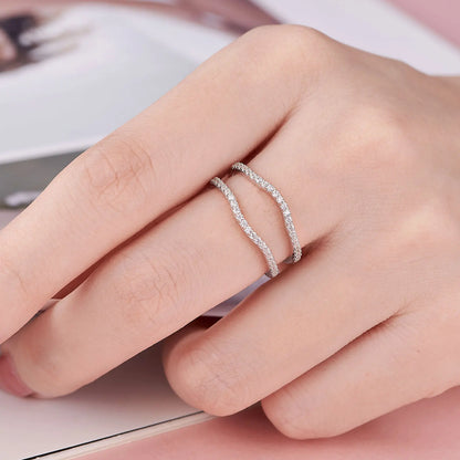 925 Sterling Silver Adjustable Guard Enhancer Curved Ring AAAAA Cubic Zircon Stack Wrap for Women Engagement Fine Jewelry