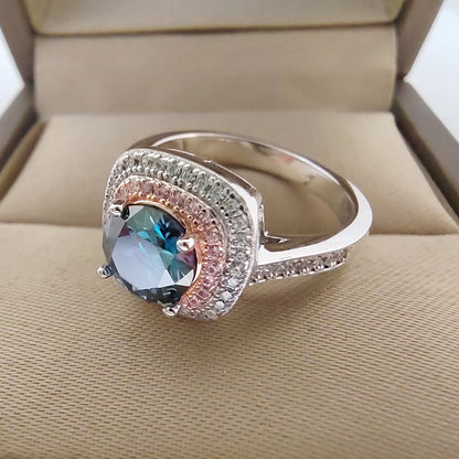 Around Diamond S925 Silver Jewelry Ring 1 Carat Moissanite Blue Pink Green Yellow Pass Diamond Test Wedding Party Gift
