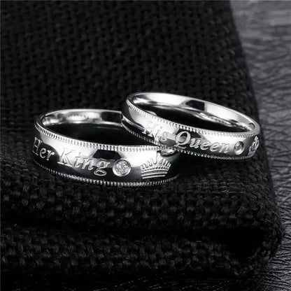 Couple Rings Her King His Queen Statement Rings Zircon Crown Ring Romantic Anniversary Wedding Band Ring