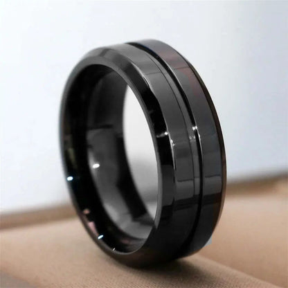 Couple Rings Romantic Women Black Rhinestones CZ Rings Set Trendy Men Stainless Steel Ring Wedding Band Jewelry Gifts