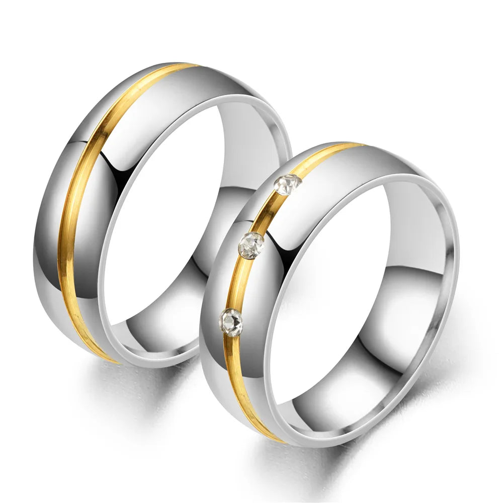 Trendy Couple Rings For Men Women Inlay Rhinestones Zirconia Rings Wedding Party Jewelry Valentines Day Gifts