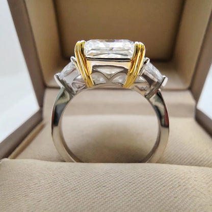 10*10MM Crushed Ice High Carbon Diamond Ring 100%-S925 Silver Ladies Jewelry Wedding Party Crystal Gift