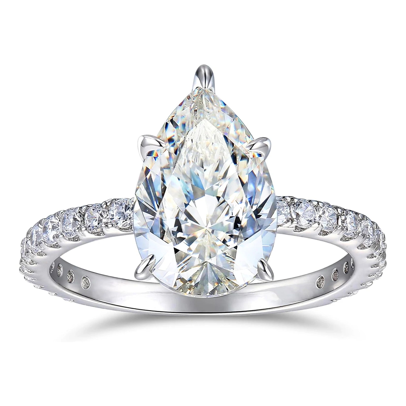 Super Sparkling Pear shaped Moissanite Drop Ring Women with Certificate 1-2ct Laboratory Diamond Rings Jewelry S925 Silver