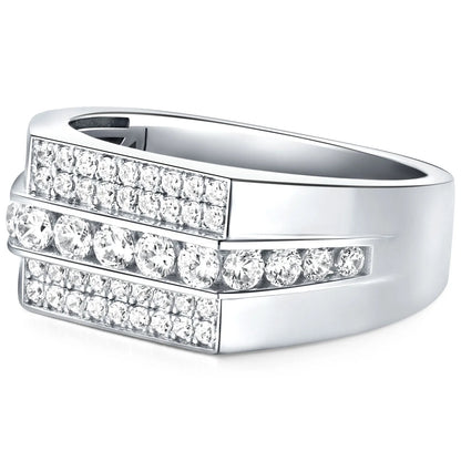 Full Moissanite Wedding Band for Men 925 Sterling Silver Engagement Rings Pave Brilliant Round Eternity Promise Ring